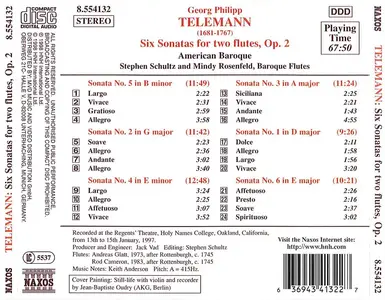 American Baroque - Georg Philipp Telemann: 6 Sonatas for Two Flutes without Bass (1998)