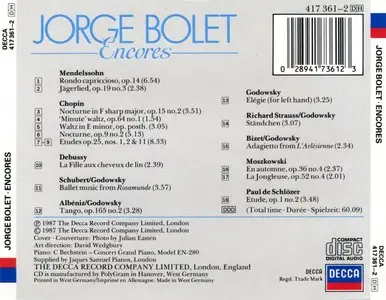 Jorge Bolet - Encores - 1987