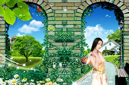 PSD templates - Girls and flowers 3