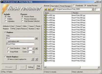 Flash Renamer version 5.0.2
