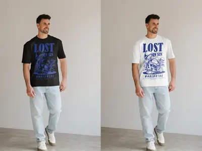 Mockup Of Man In Customizable T-Shirt In Studio 1680999995