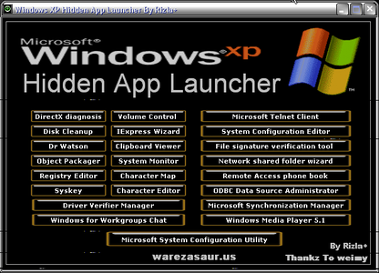 Windows XP Hidden App Launcher