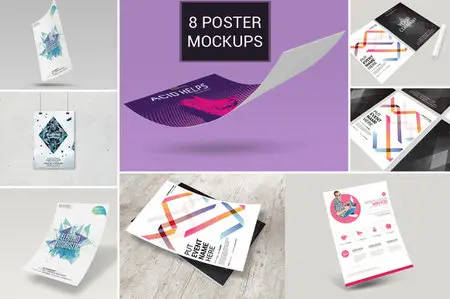 CreativeMarket - 8 Poster / flyer Mockup Bundle Vol_1