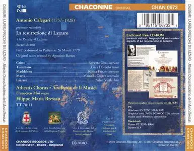 Filippo Maria Bressan, Academia de li Musici - Antonio Calegari: La Resurrezione di Lazzaro (2001)