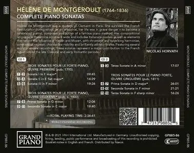 Nicolas Horvath - Hélène Antoinette Marie de Nervo de Montgeroult: Complete Piano Sonatas (2021)