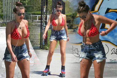 Imogen Thomas - Roller skating in London May 25, 2012