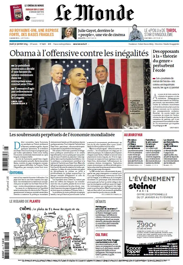 Le Monde & Suppléments du Jeudi 30 Janvier 2014
