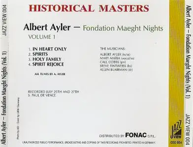 Albert Ayler - Fondation Maeght Nights, Volume 1 (1970) {Jazz View COD 004}
