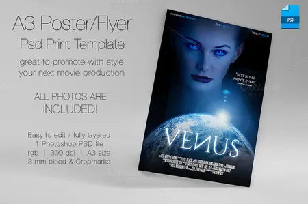 CreativeMarket - A3 - Movie Poster Print Template 4