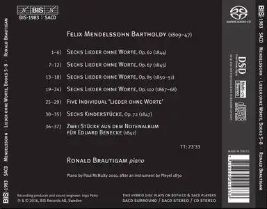 Ronald Brautigam - Mendelssohn: Lieder ohne Worte, Books 5-8 (2016)