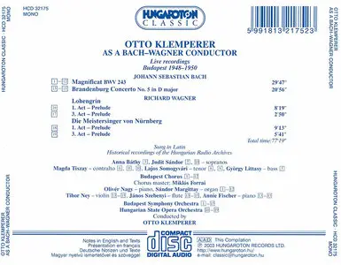 Otto Klemperer - Otto Klemperer as a Bach-Wagner conductor: Live in Budapest 1948-1950 (2003) [Re-Up]