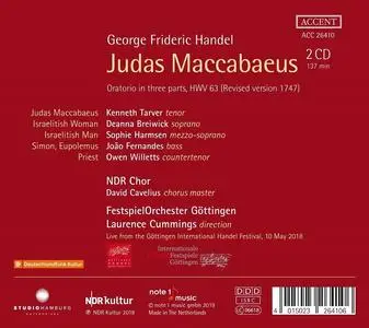 Laurence Cummings, NDR Chor, FestspielOrchester Gottingen - George Frideric Handel: Judas Maccabaeus (2019)