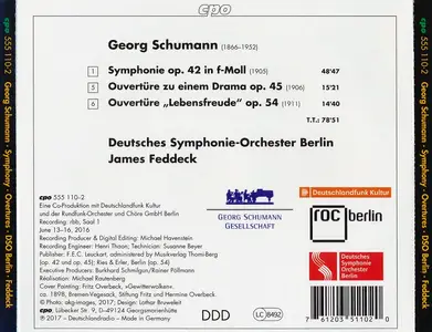 James Feddeck, Deutsches Symphonie-Orchester Berlin - Georg Schumann: Symphony Op. 42, Overtures (2017)