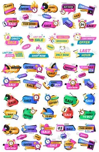 Last Time Offer - Hot Sales Stickers Vector Design Templates