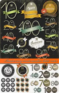 Anniversary ornate numbers labels vector
