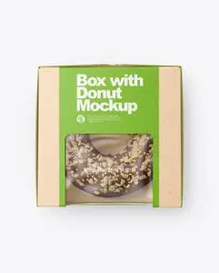 Kraft Box with Donut Mockup 79092