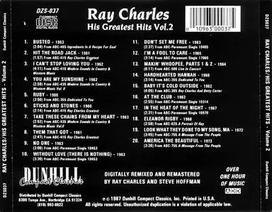 Ray Charles - His Greatest Hits, Vol. 2 (1987) [Digitally Remixed and Remastered] *Repost*