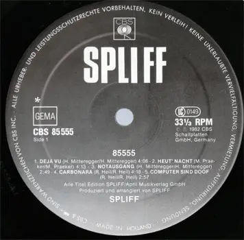 Spliff - 85555 (CBS 85 555) (GER 1982) (Vinyl 24-96 & 16-44.1)