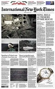 International New York Times - Monday, 27 April 2015