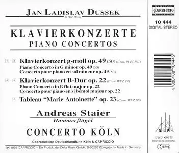Andreas Staier, Concerto Köln - Jan Ladislav Dussek: Piano Concertos op.49, 22 & Tableau “Marie Antoinette” (1995)
