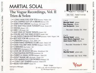 Martial Solal - The Vogue Recordings, Volume 2: Trios & Solos (1954-56) {Discues Vogue 74321115152 rel 1993}