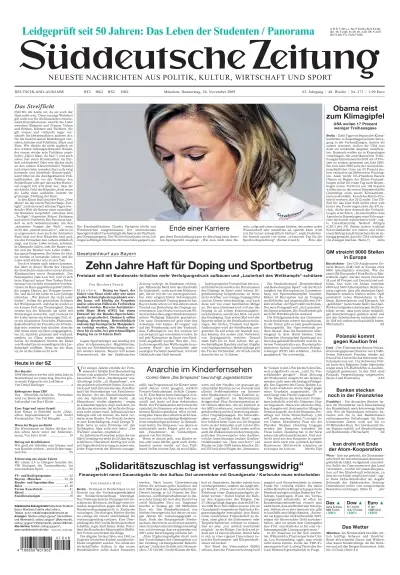 Sueddeutsche Zeitung vom 26.11.2009