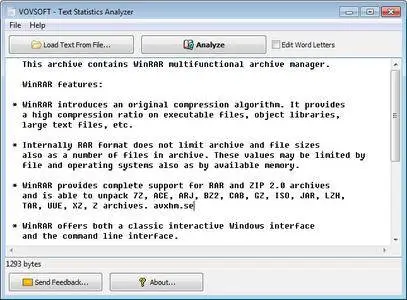 VovSoft Text Statistics Analyzer 1.9 + Portable