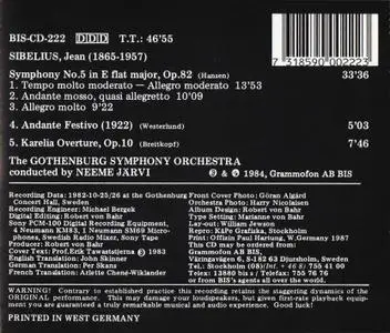 Gothenburg Symphony Orchestra, Neeme Järvi - Sibelius: Symphony No. 5, Andante Festivo, Karelia-Overture (1984)