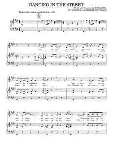 Dancing In The Street - David Bowie and Mick Jagger, Martha & The Vandellas, Marvin Gaye, Van Halen (Piano-Vocal-Guitar)