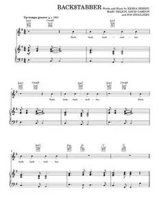 Back$tabber - 3OH!3, 3OH!3 featuring Ke$ha, Ke$ha (Piano-Vocal-Guitar)