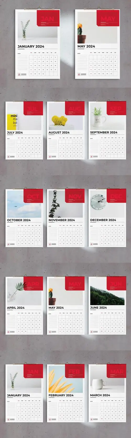 Minimal Wall Calendar 2024 Template / AvaxHome