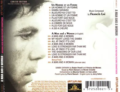 Francis Lai - A Man And A Woman (Un Homme Et Une Femme): Original MGM Motion Picture Soundtrack (1966) RM 2012