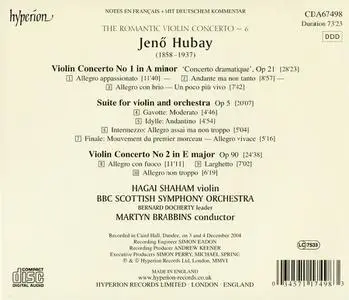 Hagai Shaham, Martyn Brabbins - The Romantic Violin Concerto 6: Jenő Hubay: Violin Concertos Nos 1 & 2 (2006)