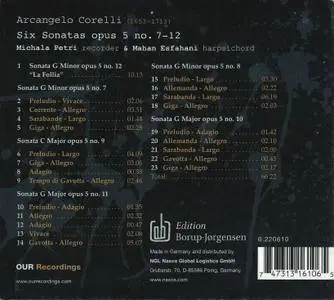 Michala Petri, Mahan Esfahani - Arcangelo Corelli: La Follia, Six Sonatas, Op.5 Nos. 7-12 (2014)