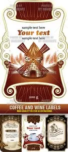 Stock Vector - Coffee and Wine Labels