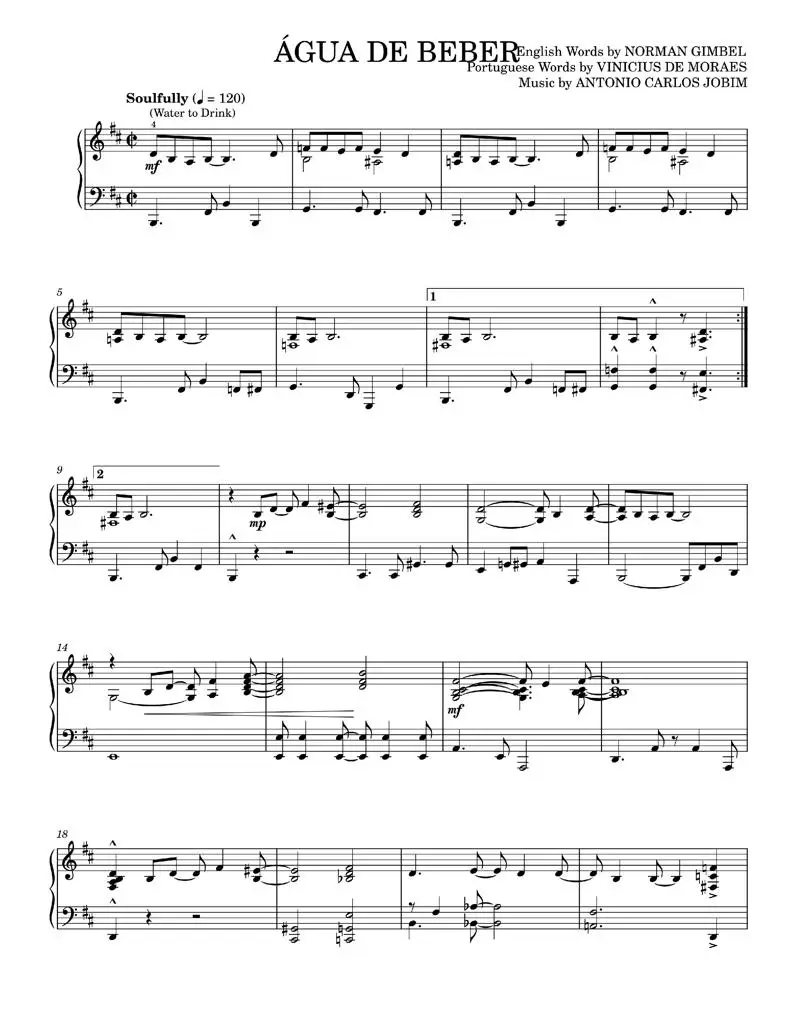 Agua De Beber (Water To Drink) - Antonio Carlos Jobim, Vinicius de Moraes (Piano Solo)