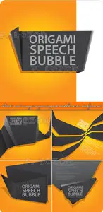Black and orange origami speech bubble vector background