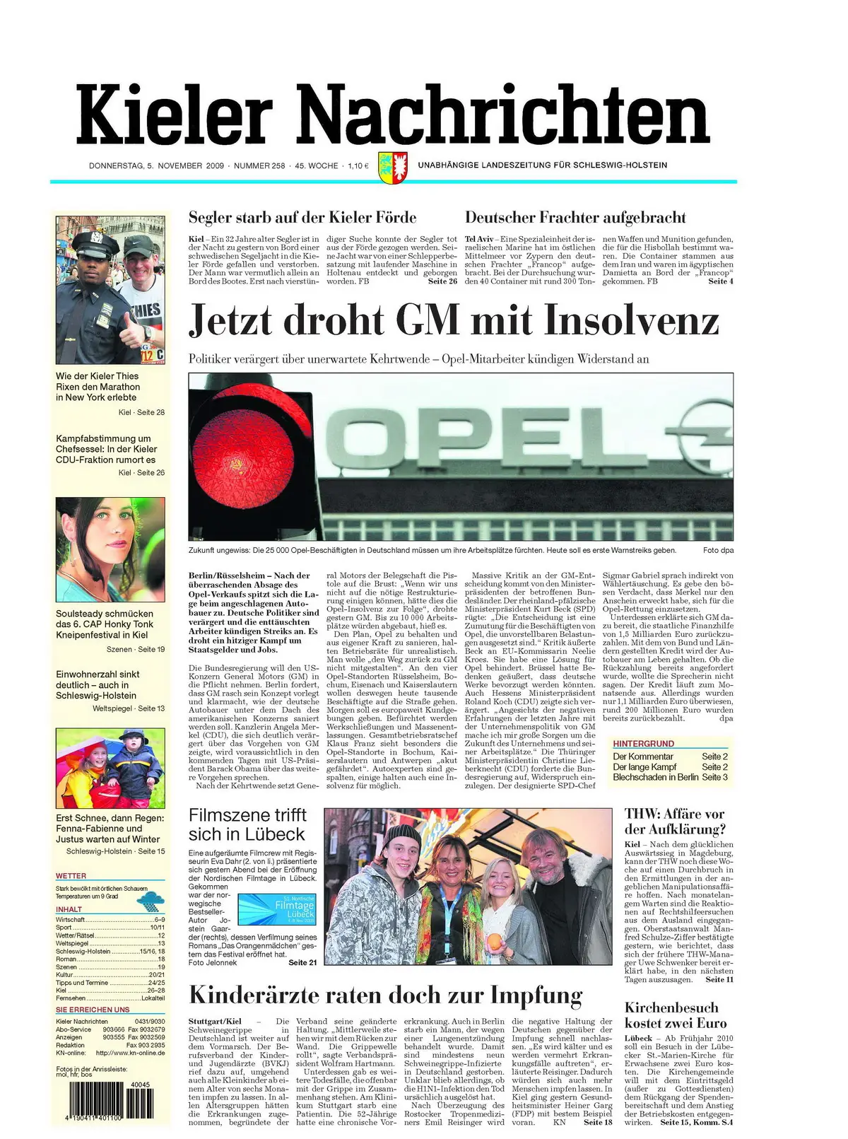 Kieler Nachrichten vom 5. November 2009