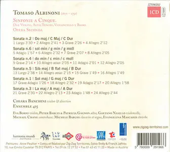 Albinoni - Ensemble 415, Banchini - Sinfonie a Cinque op.2 (2009) [Repost]