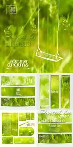 Summer Backgrounds, Banners, Cards Vector