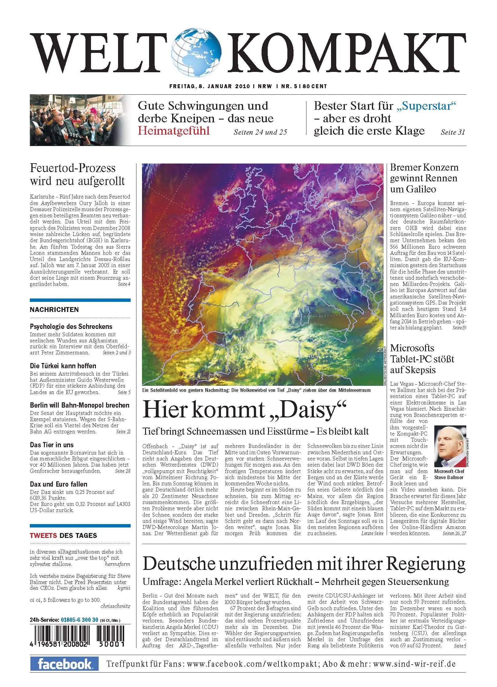 Die Welt kompakt vom 8. Januar 2010