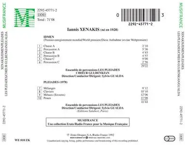 Iannis Xenakis - Idmen & Pleiades - Les Pleiades, Choeur Gulbenkian, Sylvio Gualda (1992) {Erato 2292-45771-2}