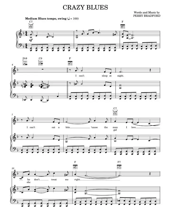 Crazy Blues - Perry Bradford (Piano-Vocal-Guitar) / AvaxHome