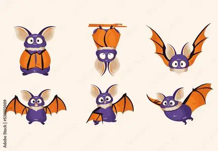 Cute Cartoon Vampire Bat Halloween Character Illustrations 530155009