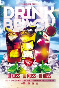 Flyer PSD Template - Drink Beach Club Facebook Cover