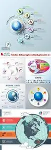 Vectors - Globes Infographics Backgrounds 11