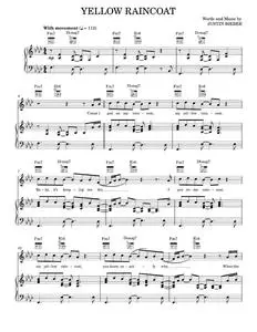 Yellow raincoat - Justin Bieber (Piano-Vocal-Guitar)