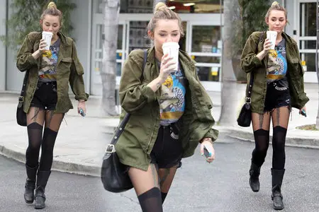 Miley Cyrus - At Starbucks in Studio City February 7, 2012