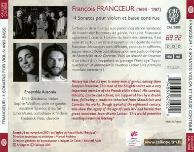 Mira Glodeanu, Ensemble Ausonia - François Francœur: 4 Sonates pour violon et basse continue (2001)
