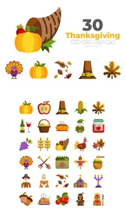 EE - 30 Thanksgiving Icons  FLAT 2QYKX7H